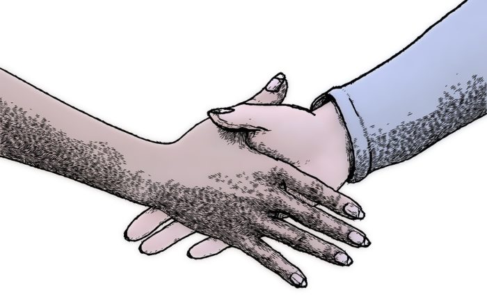 男女の握手
